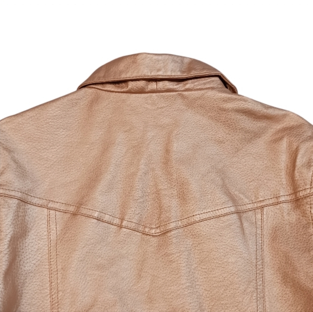 Metrostyle Gold Metallic Leather Jacket - Picture 7 of 13